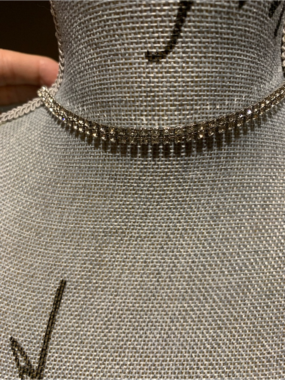 Source Unknown Silver Crystal Tennis Choker Necklace